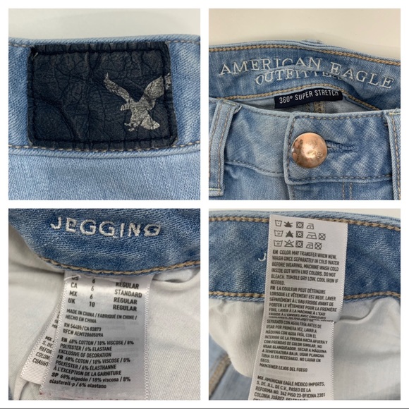 American Eagle Distressed 360° Super Stretch Skinny Jean Jeggings Light Wash 6 - Picture 11 of 16